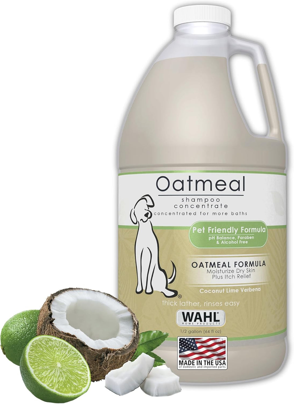 Wahl USA Dry Skin & Itch Relief Pet Shampoo for Dogs – Oatmeal Formula with Coconut Lime