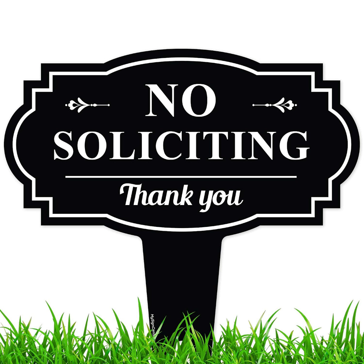 No Soliciting Sign For House, No Soliciting Yard Sign, 11x11 Inches, Rust