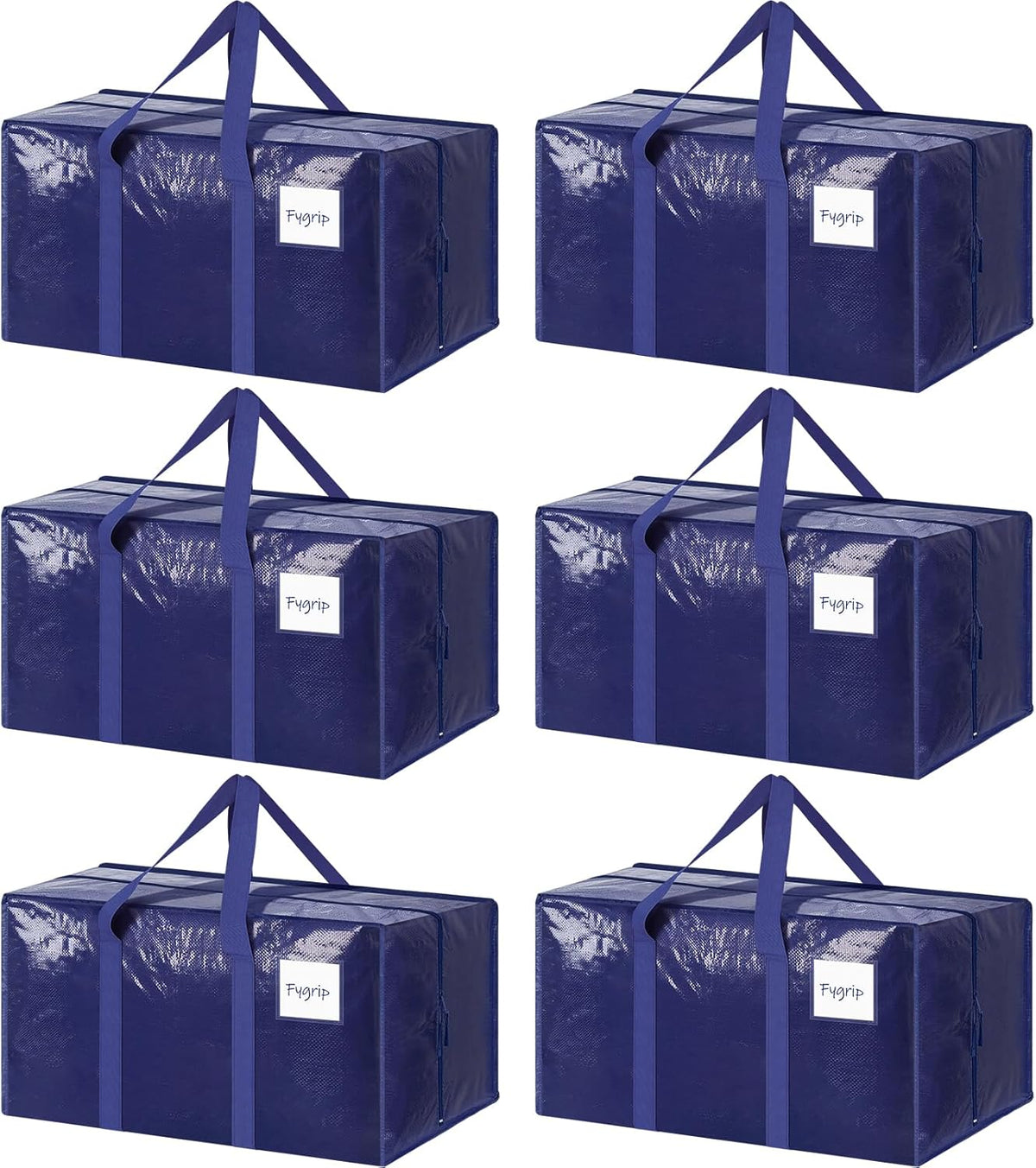 6 Pack Extra Heavy Duty Large Moving Bags with Strong Zipper & Comfortable
