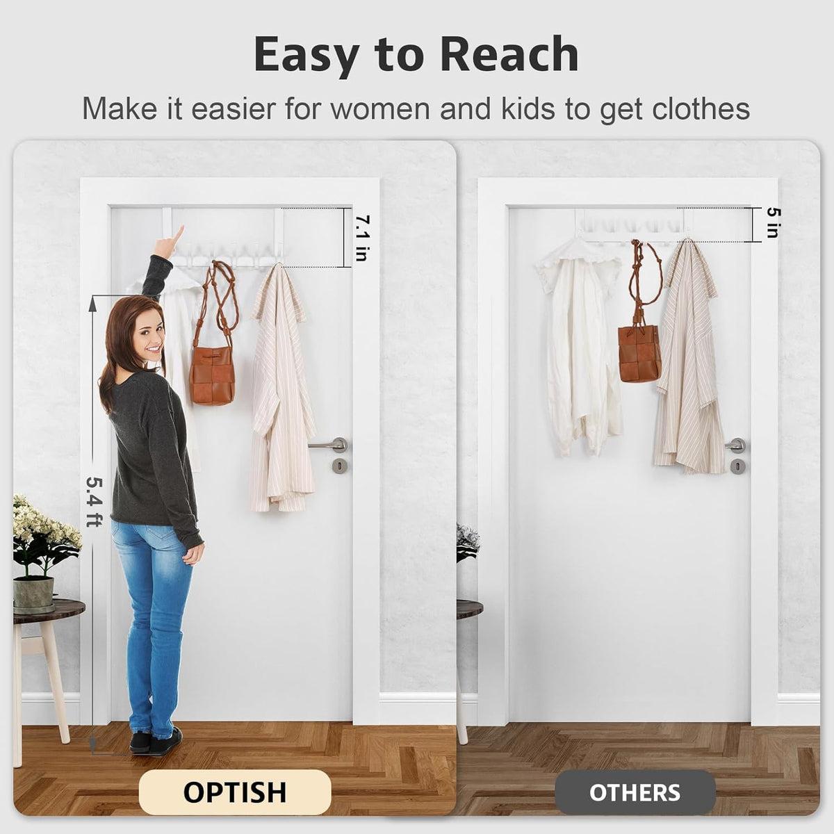 Optish Over The Door Hooks, Door Hanger Hooks for Hanging, Over The Doors