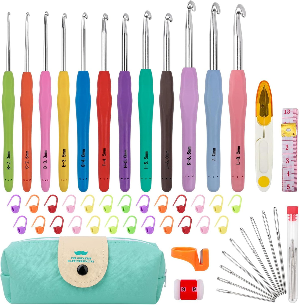MECHEER Crochet Hooks 12 Sizes Crochet Hook Set, 51 Pack Yarn Crochet Kit for