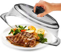 Le'raze Tall Glass Microwave Splatter Cover - Cool Touch Easy Grip Handle - tall glass microwave splatter cover for food