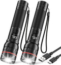 RECHOO Rechargeable Flashlights 2 Pack, Super Bight Flashlight High Lumens