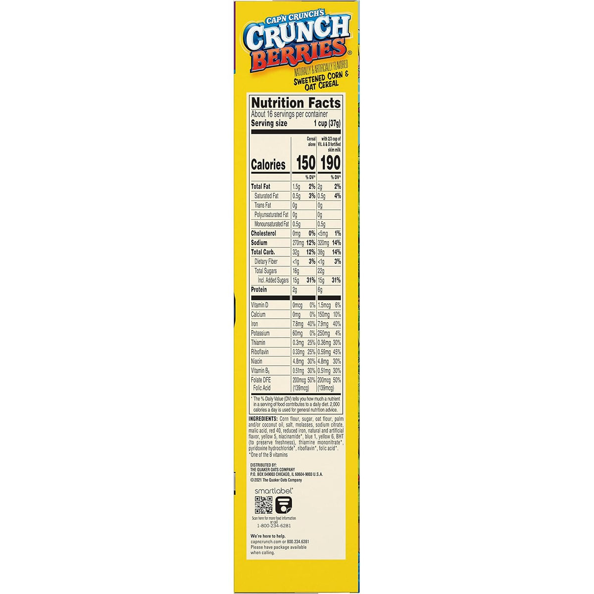 Cap'n Crunch Cereal, Crunch Berries, 20.5oz Box