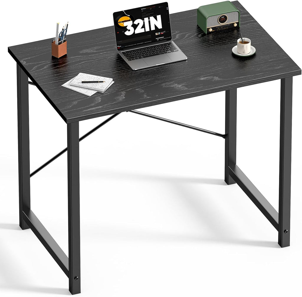 DUMOS 31.5 Inch Small Computer Desk, Home Office Desks for Bedroom, Black
