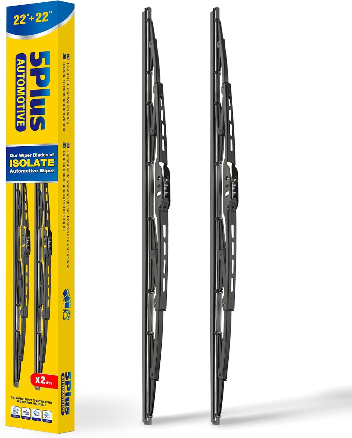 5 PLUS 22" Wiper Blades 2 Pack fits Ford F150 F250 F350 F450 F550 2009-2026 - wiper blades for ford f150