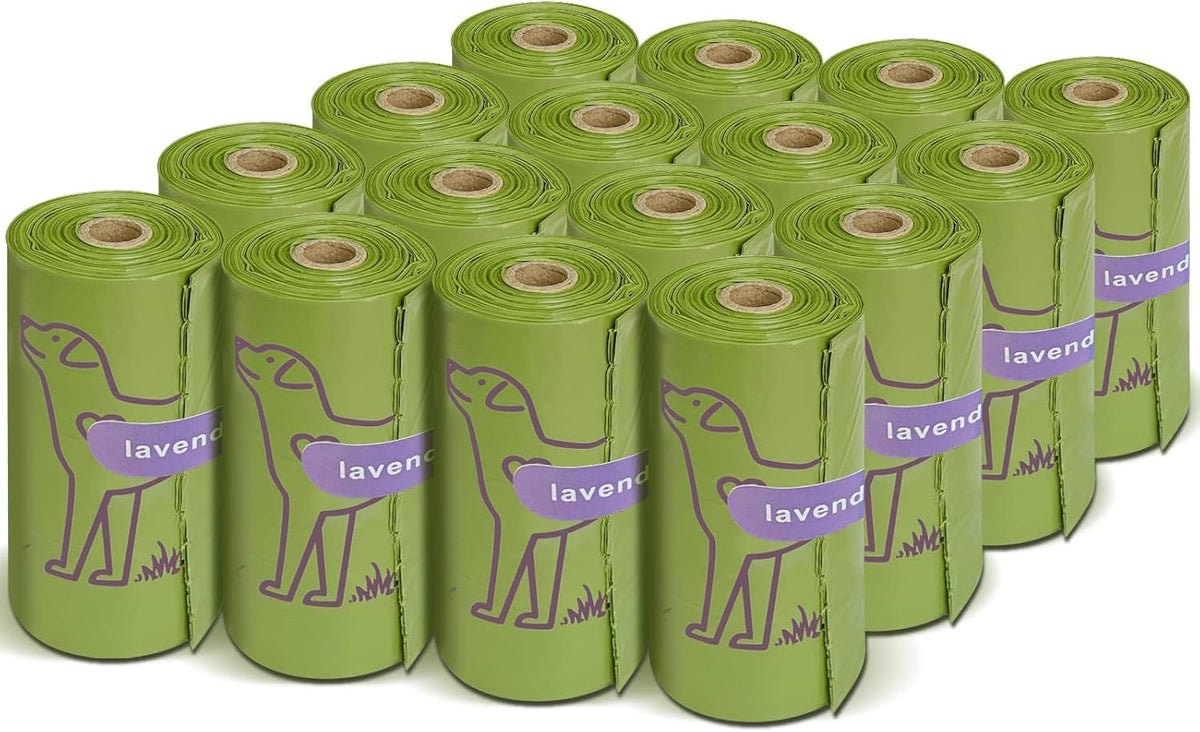240 Count Lavender Scented 13‰۝ x 9‰۝ Dog Poop Bags Rolls, Leakproof Strong &
