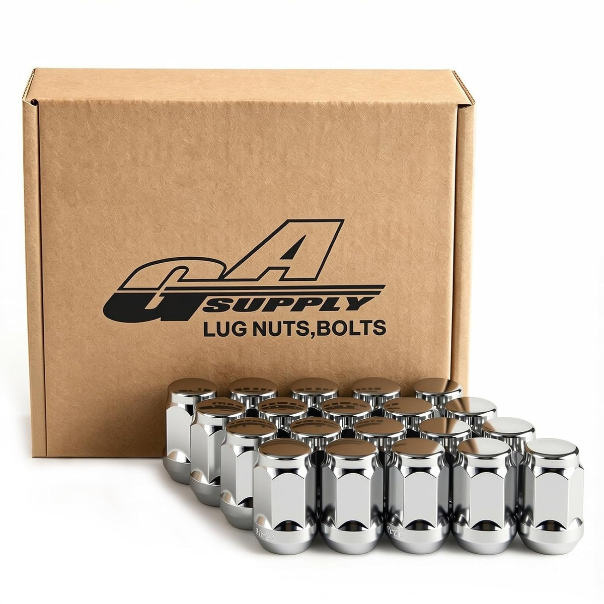 GAsupply 1/2x20 Lug Nuts 20pcs, Chrome 1.38"Tall 3/4" 19mm Hex, Cone Seat