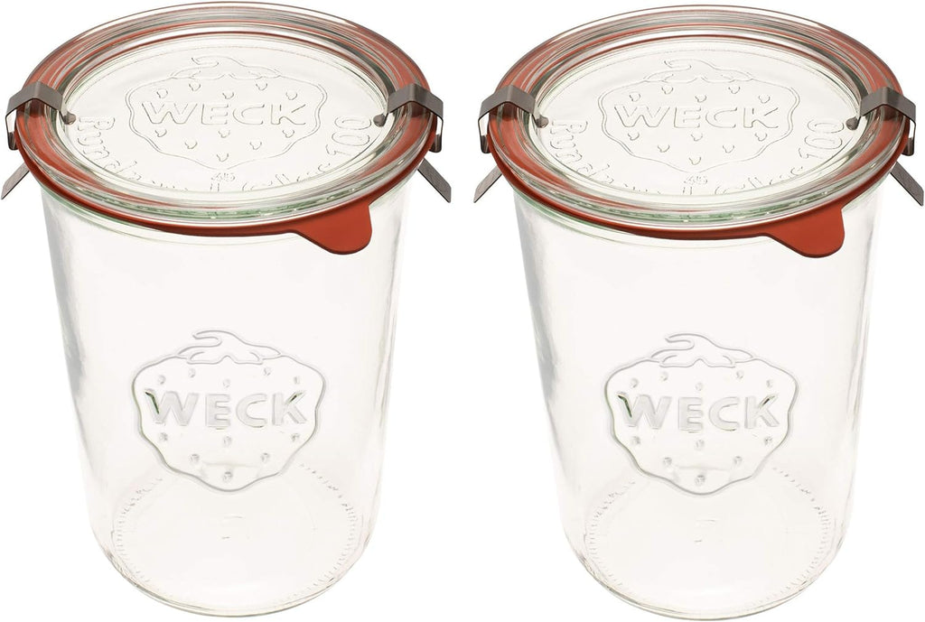 WECK 743 Glass Canning Jars with Lids, Sourdough Starter Jar 2 Pack