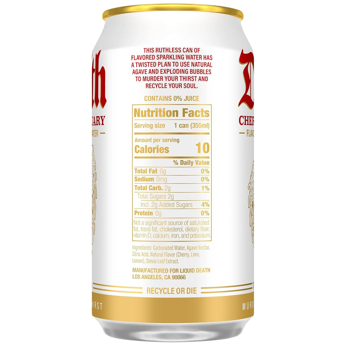 Liquid Death Soda-Flavored Sparkling Water - Cherry Obituary, Less Sugar*