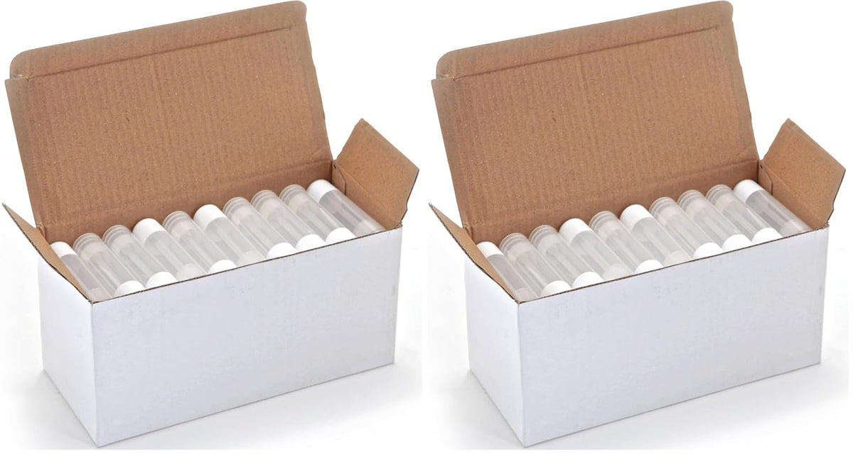Vivaplex 50, Clear, Empty, 5.5 ml Lip Balm Tubes with White Caps