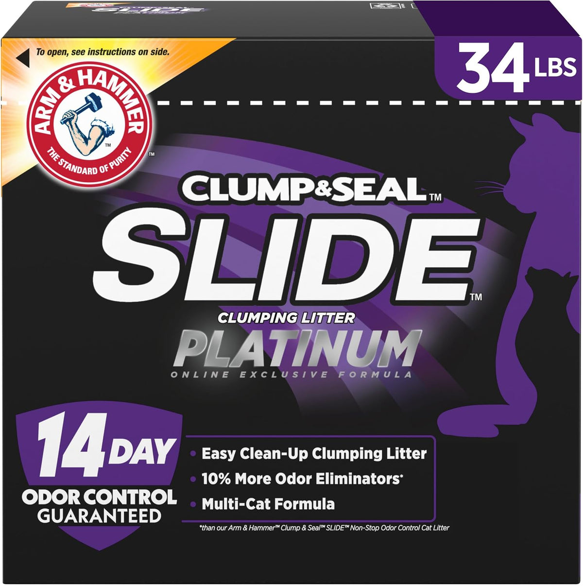 ARM & HAMMER Slide Platinum Easy Clean-Up Clumping Cat Litter, 34 lbs - arm & hammer platinum slide easy clean clumping