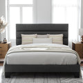 Allewie Queen Size Platform Bed Frame with Fabric Upholstered Headboard