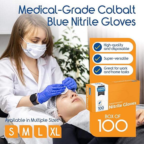 Inspire Cobalt Blue Nitrile Disposable Gloves