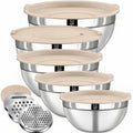 8PCS Stainless Steel Mixing Bowls with Lids - 5PCS Nesting Bowls - stainless steel mixing bowls with lids set