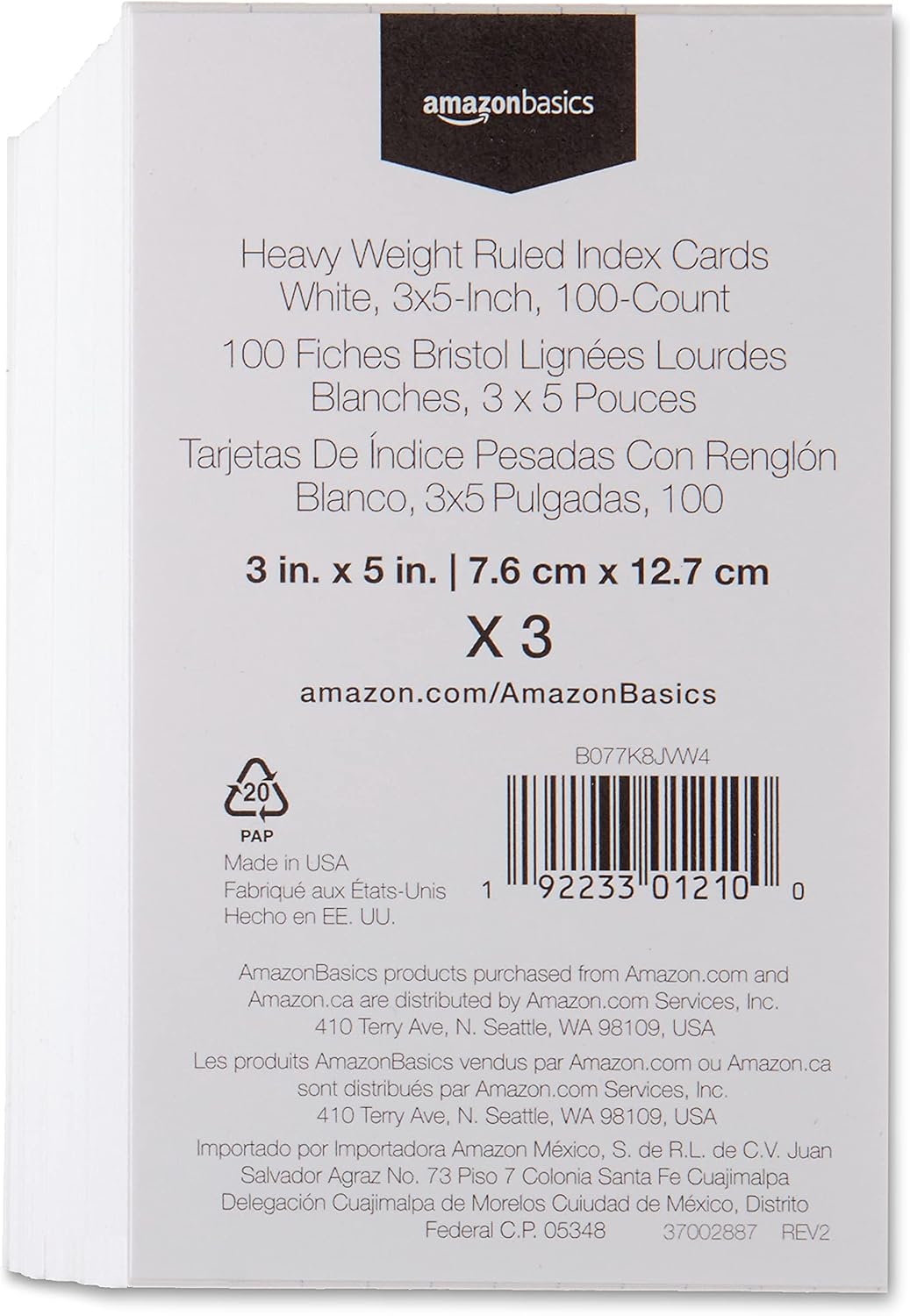 Amazon Basics Heavy Weight Ruled Index Cards for Studying and Note Taking