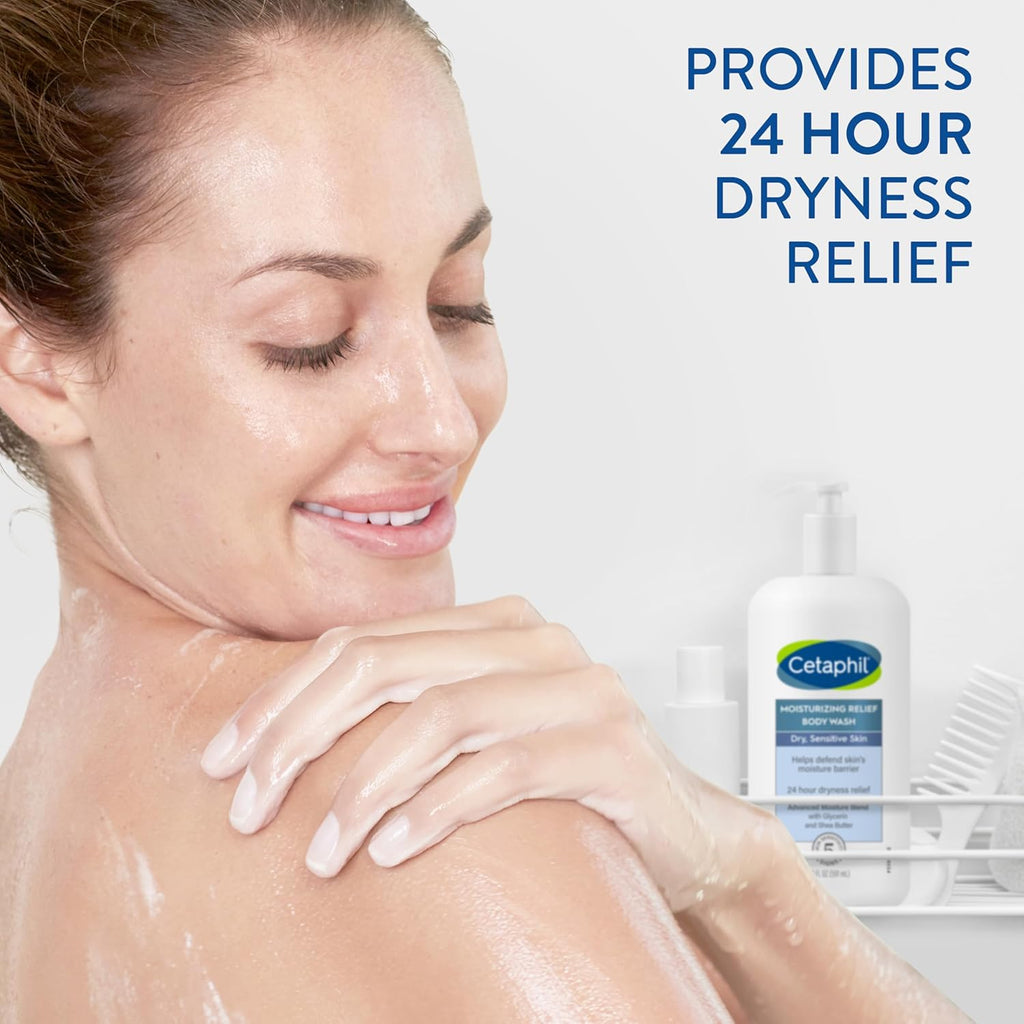 Cetaphil Body Wash, Moisturizing Relief Body Wash for Sensitive Skin, Creamy