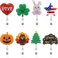 Happy Holiday Badge Reels, 8Pcs Nurse Doctor Seasonal Badge Holders - holiday badge reels for nurses
