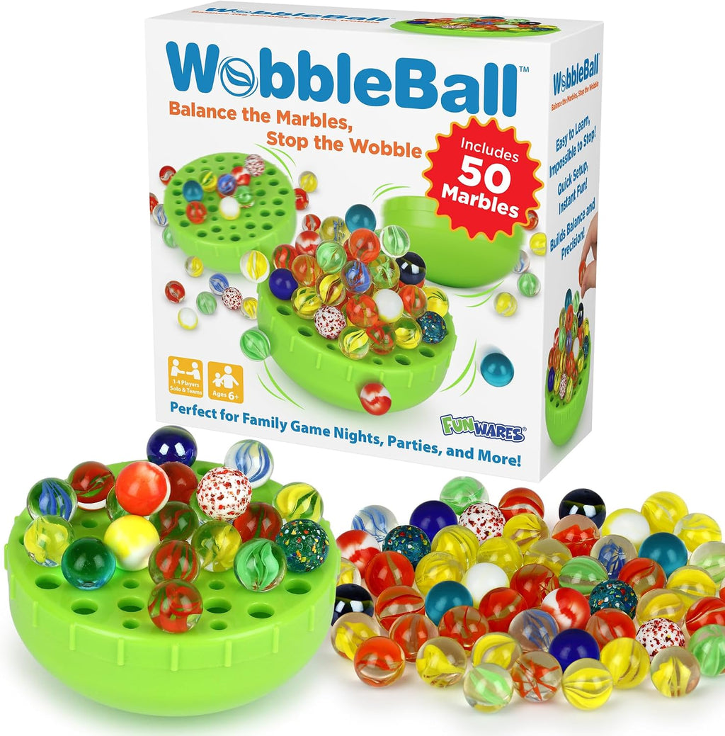 Funwares WobbleBall Marble Balance Game, 50 Marbles Included, 1-4 Players - marble games for free