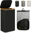 IEGrow Laundry Hamper with Lid,110L Laundry Basket with Mesh Bags,Black