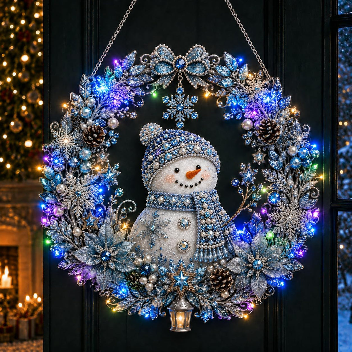 Christmas Pearl Diamond Painting Kit with LED String Lights