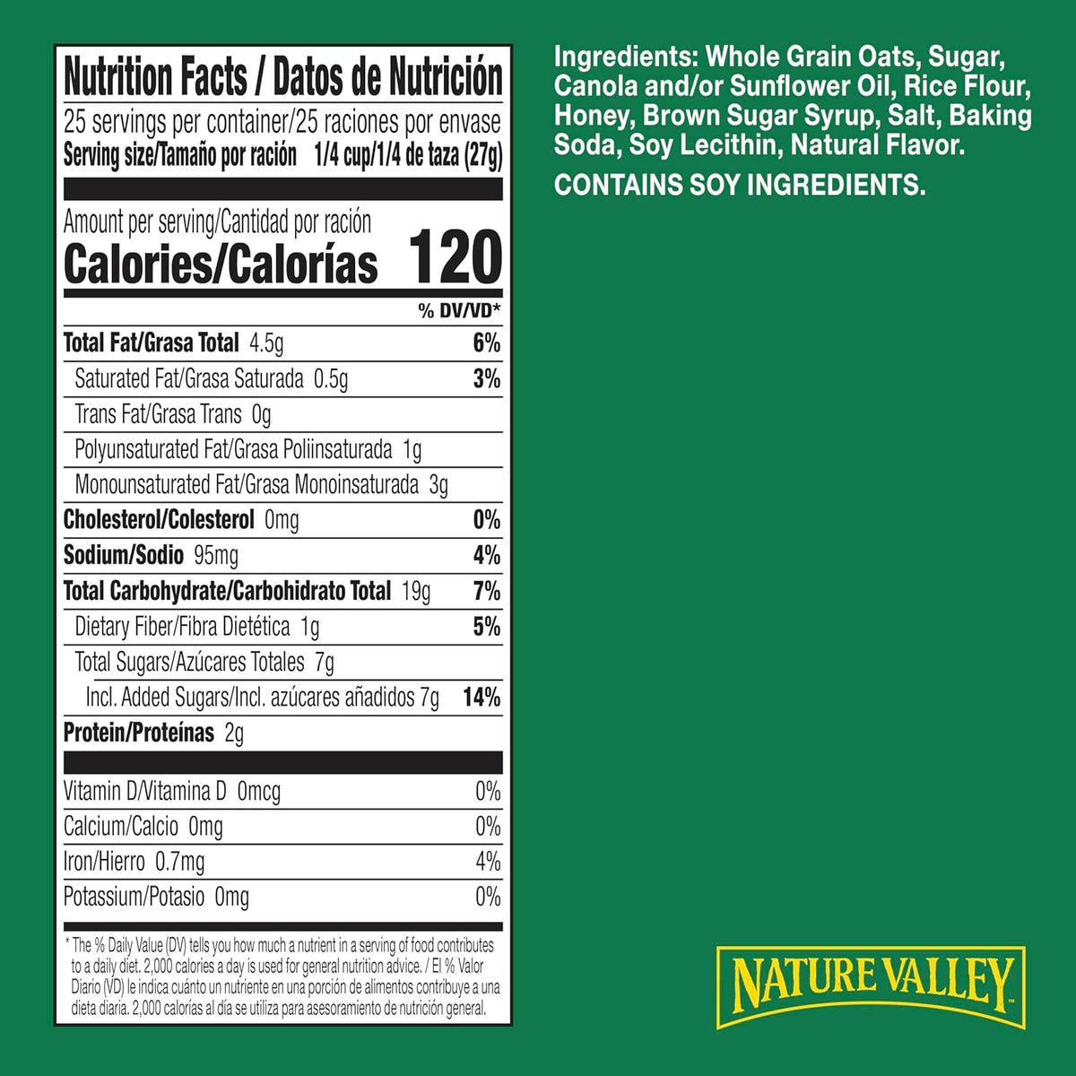 Nature Valley Crunchy Granola, Oats and Honey, Resealable Snack Pouch, Family