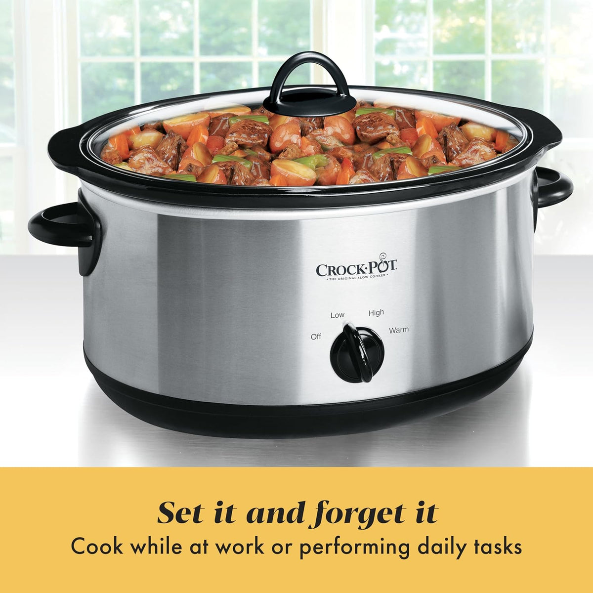 Crock-Pot 7 Quart Oval Manual Slow Cooker, Stainless Steel (SCV700-S-BR)