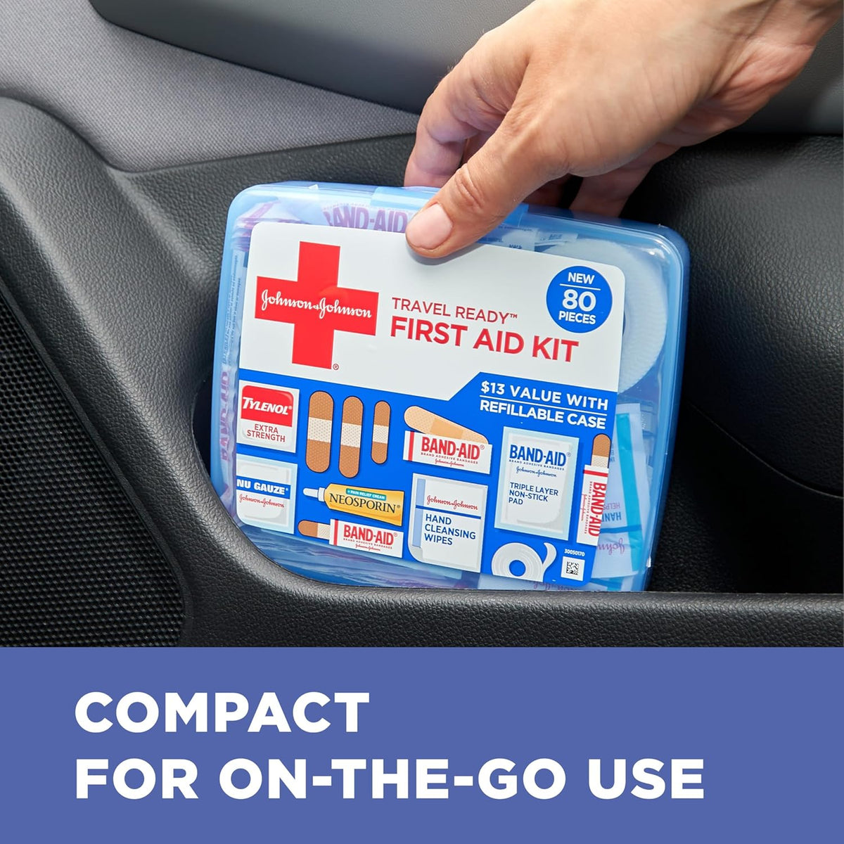 BAND-AID Brand Travel Ready Portable Emergency First Aid Kit for Minor Wound