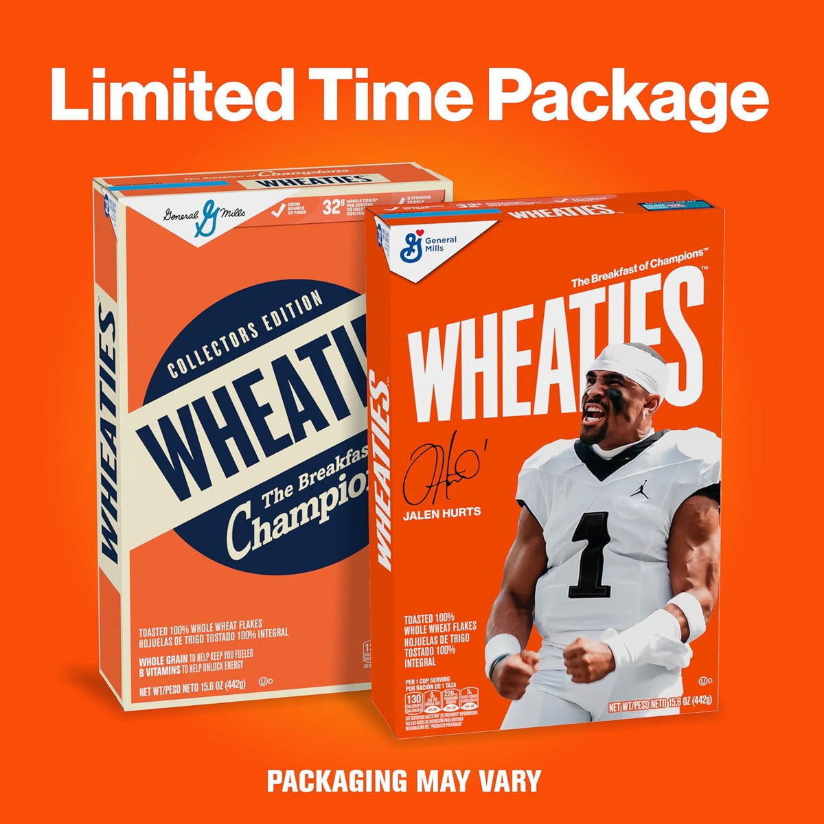 Wheaties Cereal, Breakfast of Champions, Jalen Hurts Cereal Box, 100% Whole