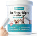 Ear Cleaner Finger Wipes 60 Counts, Dog Ear Cleaner, Grooming Kit Care for Dogs and Cats