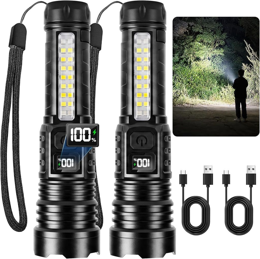 Rechargeable Flashlights High Lumens 2 Pack, Super Bright LED Flash Light