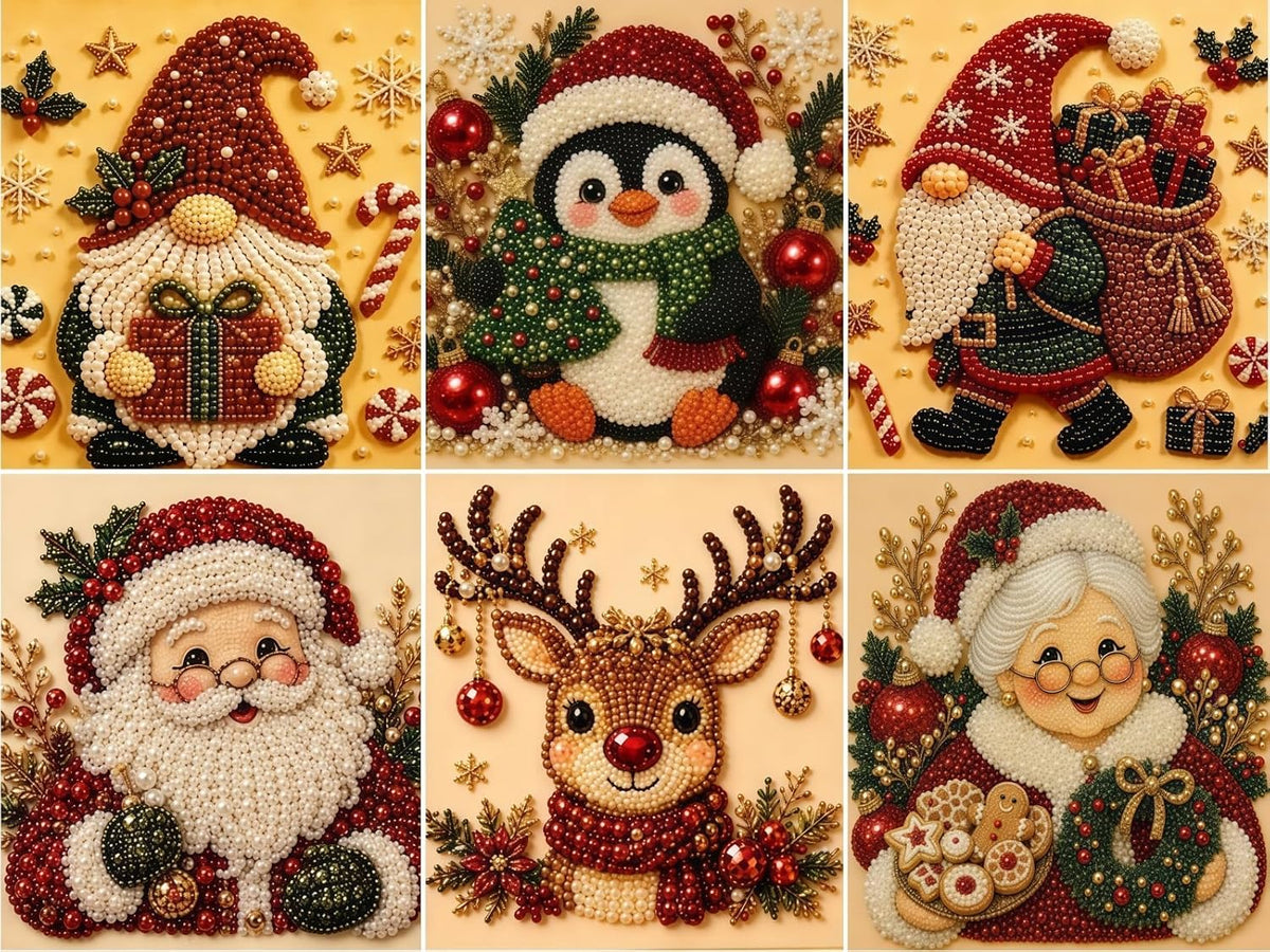 6 Pack Christmas Diamond Painting Kit, Pearl Diamond Art Kits for Adults