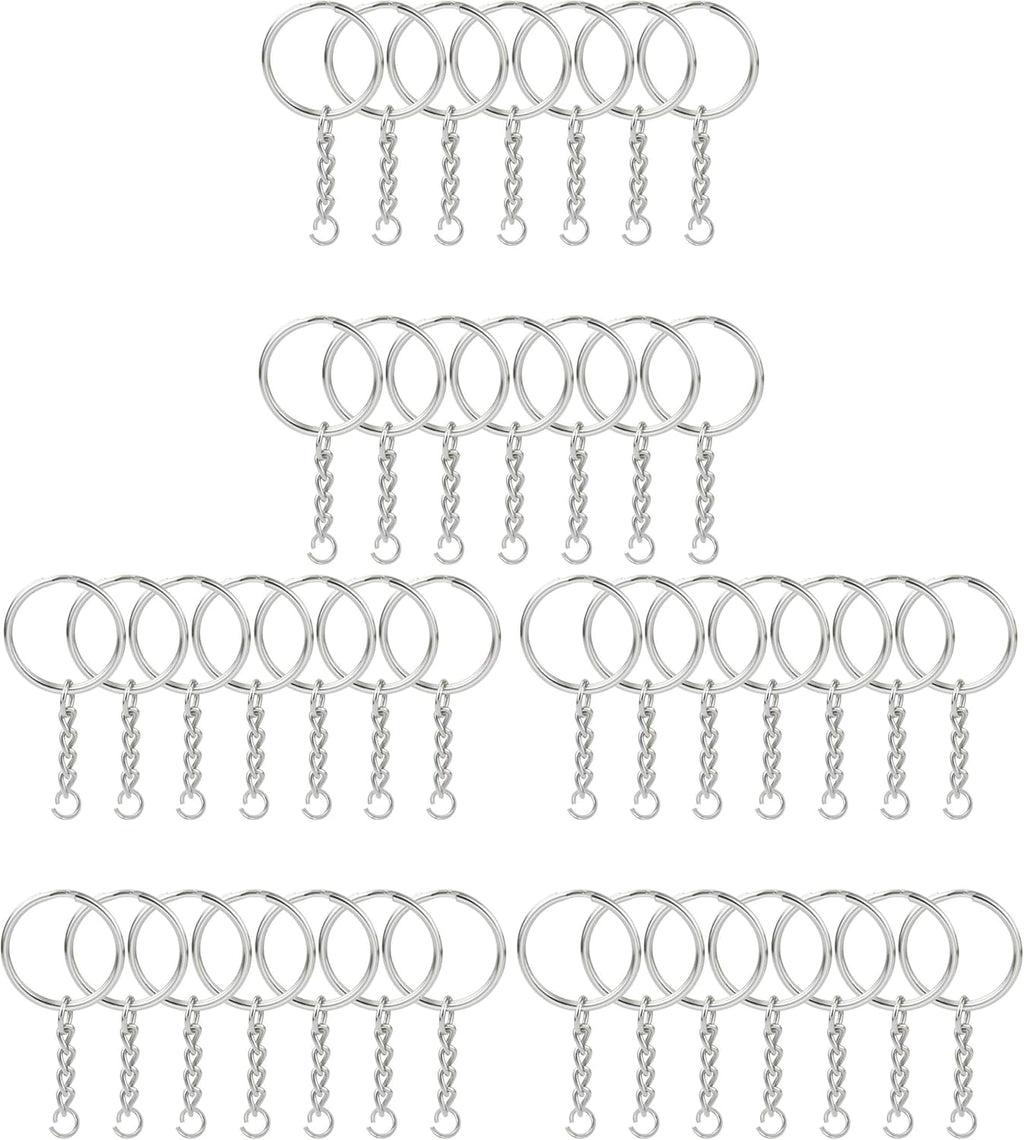 100PCS Split Key Ring Kit with Chains & Jump Rings