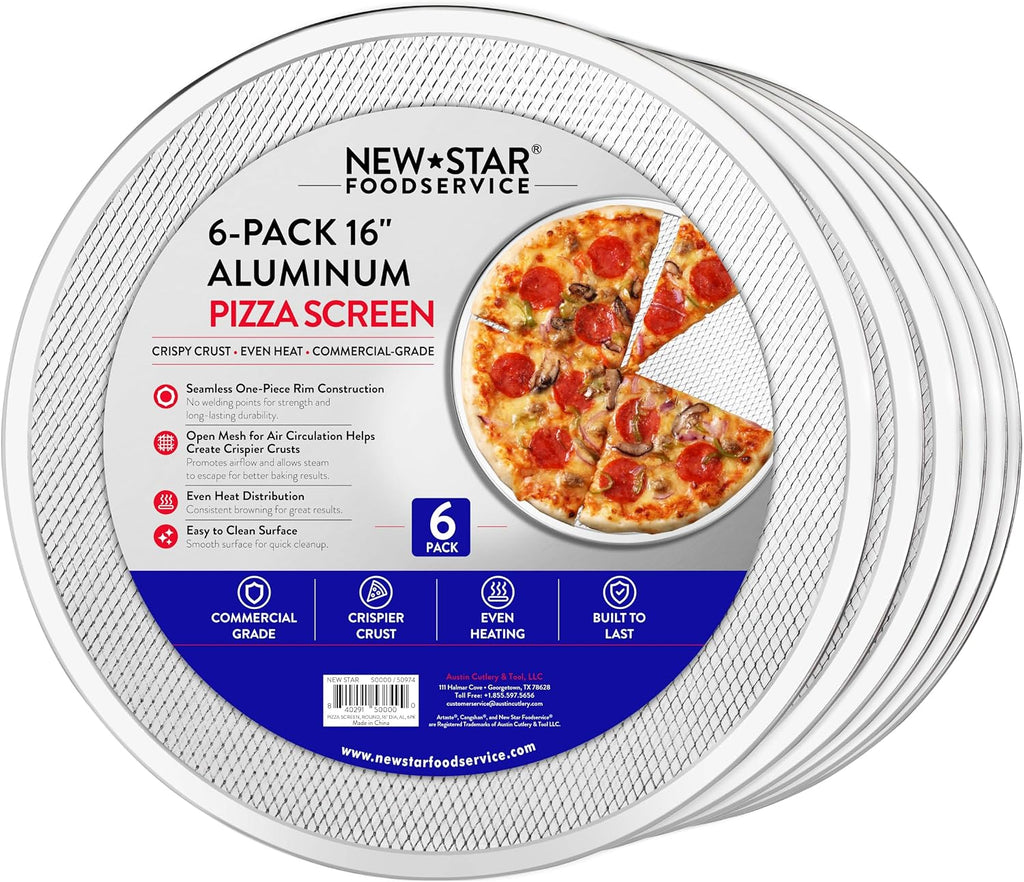 New Star Foodservice Aluminum Pizza Baking Screen, 16 Inch
