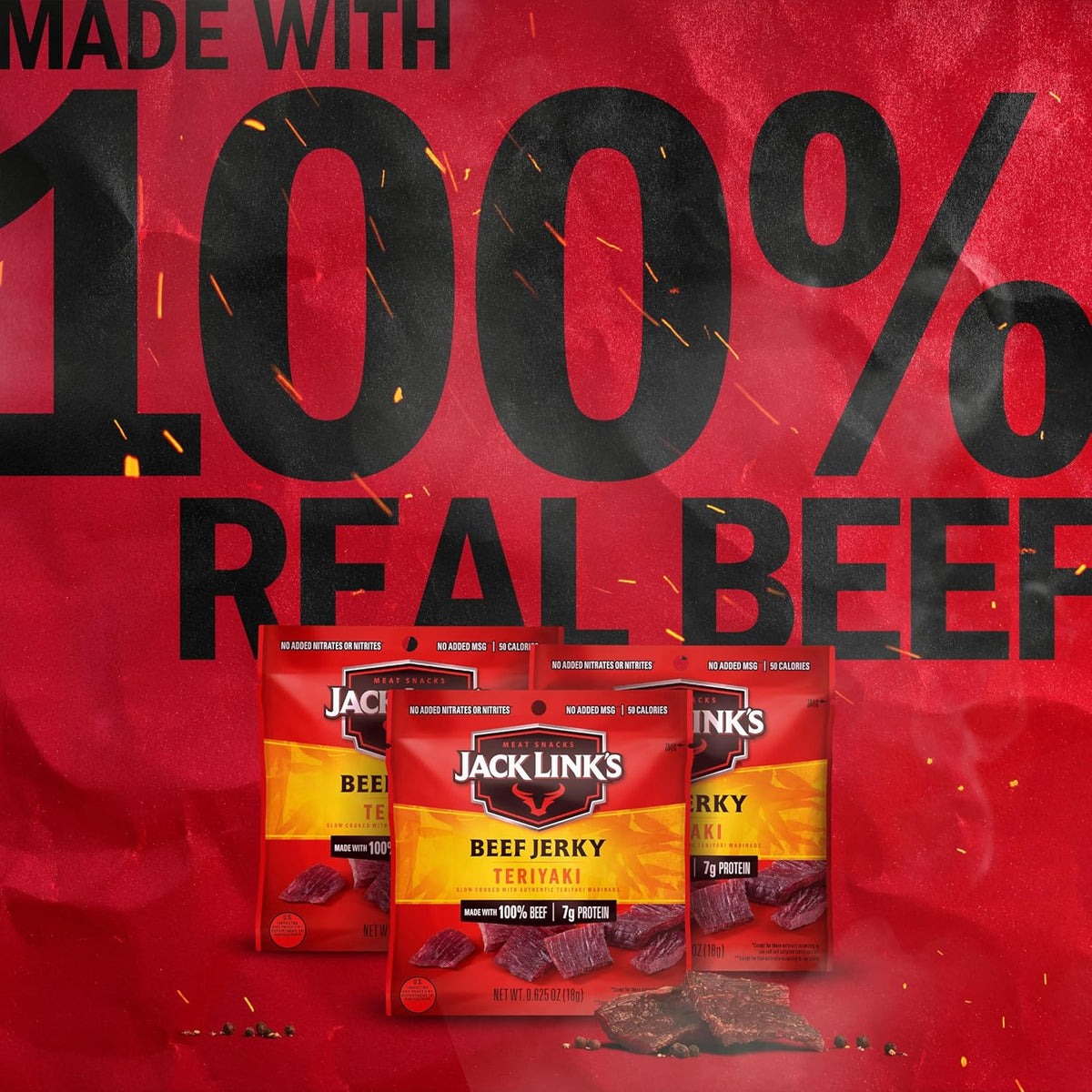Jack Link's Teriyaki Beef Jerky Multipack - (5 Pack) 0.625 oz Bags - Ready to
