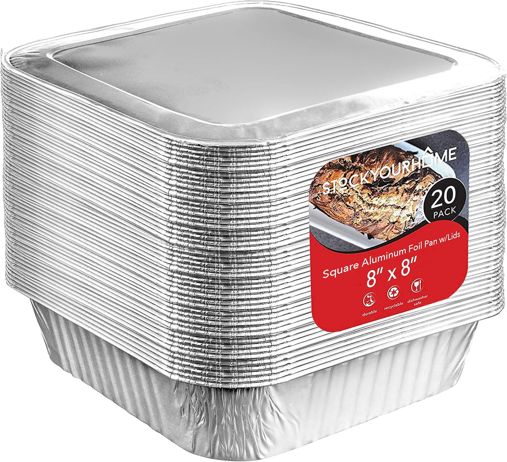 Stock Your Home 8x8 Foil Pans with Lids